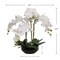 20" White Phalaenopsis Orchid Flowers in Round Black Vase, Lifelike Floral Accent, Perfect for Home, Office, and Event Décor, Floral Home by Artificial Flowers